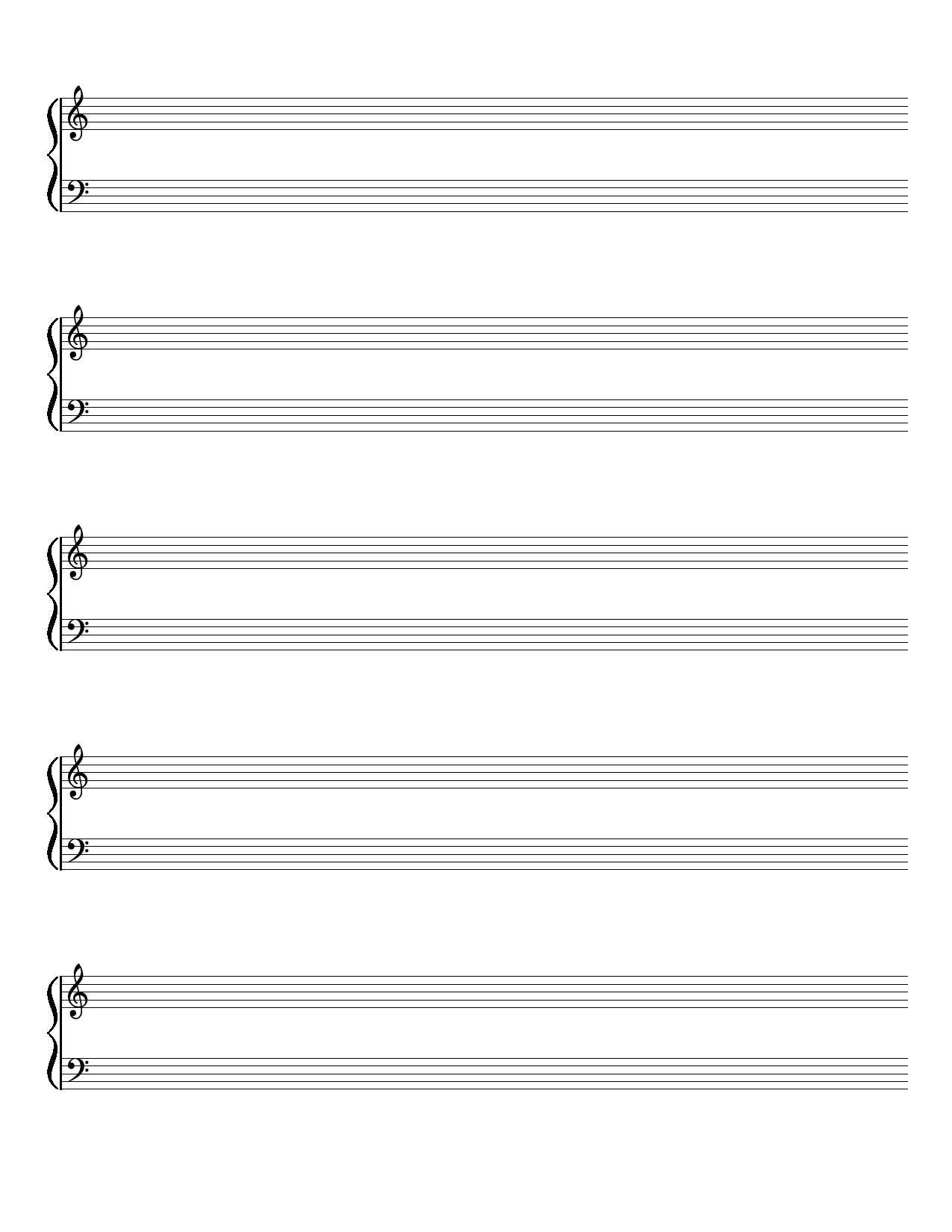 Grand Staff Printable Blank Sheet Music Music Staff Paper Letter a4 PDF Instant Download Etsy