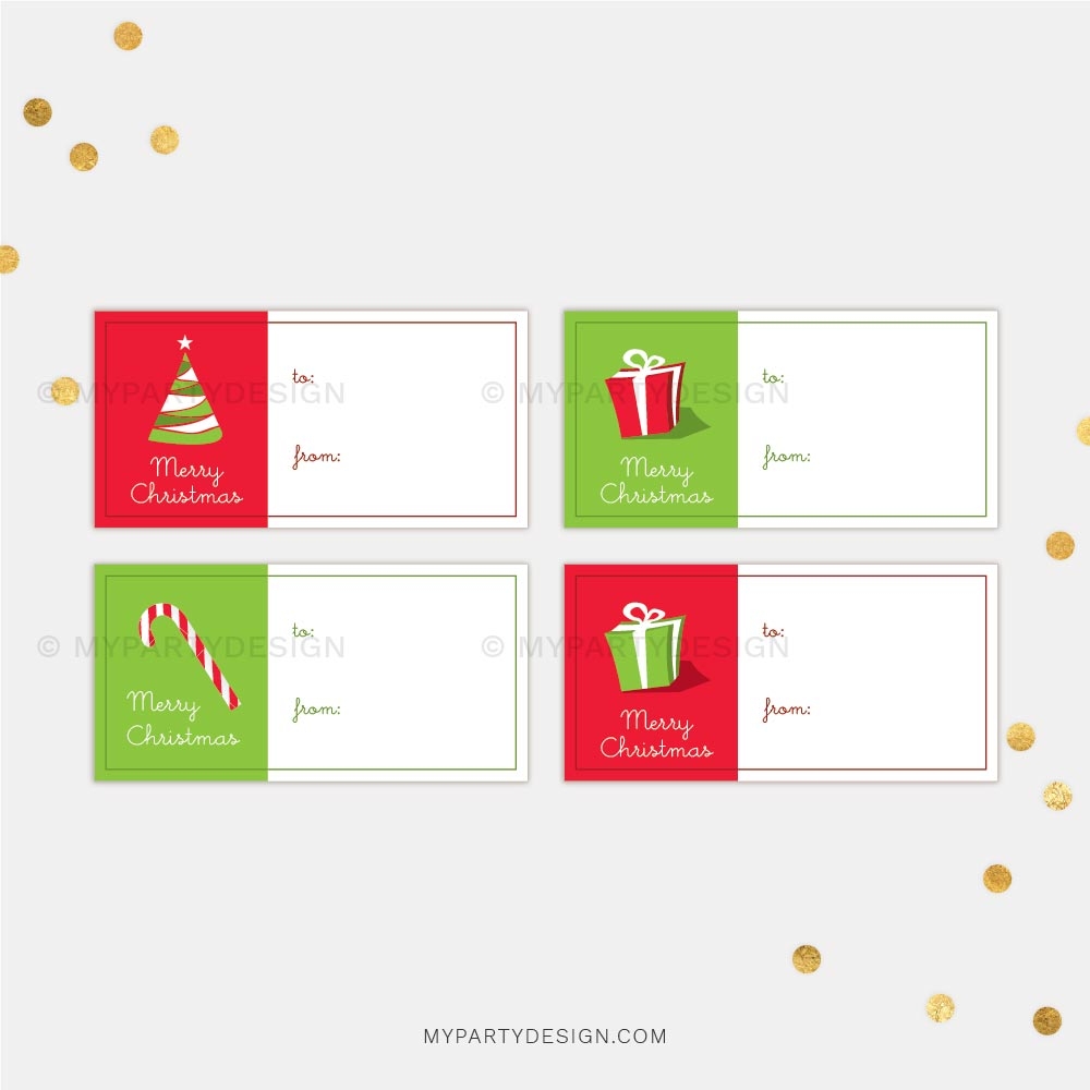 Green Red Christmas Printable Gift Tags My Party Design