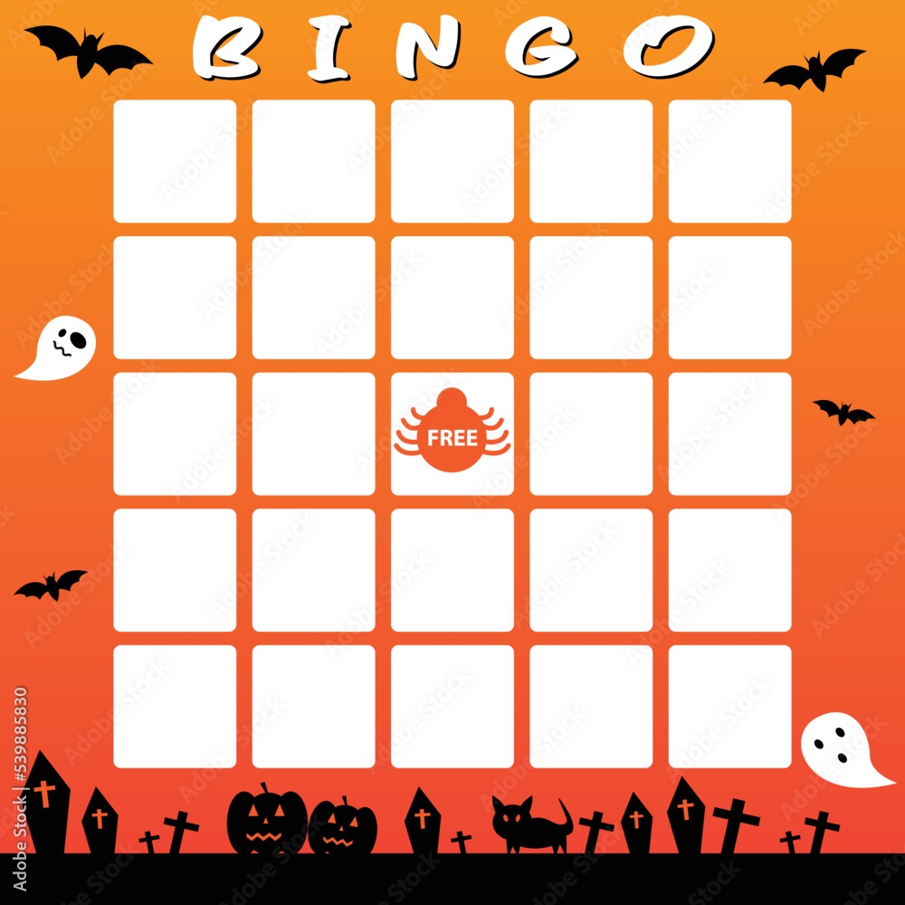 Halloween Themed Blank Bingo Cards With Decorated Bingo Stock Worksheets Library