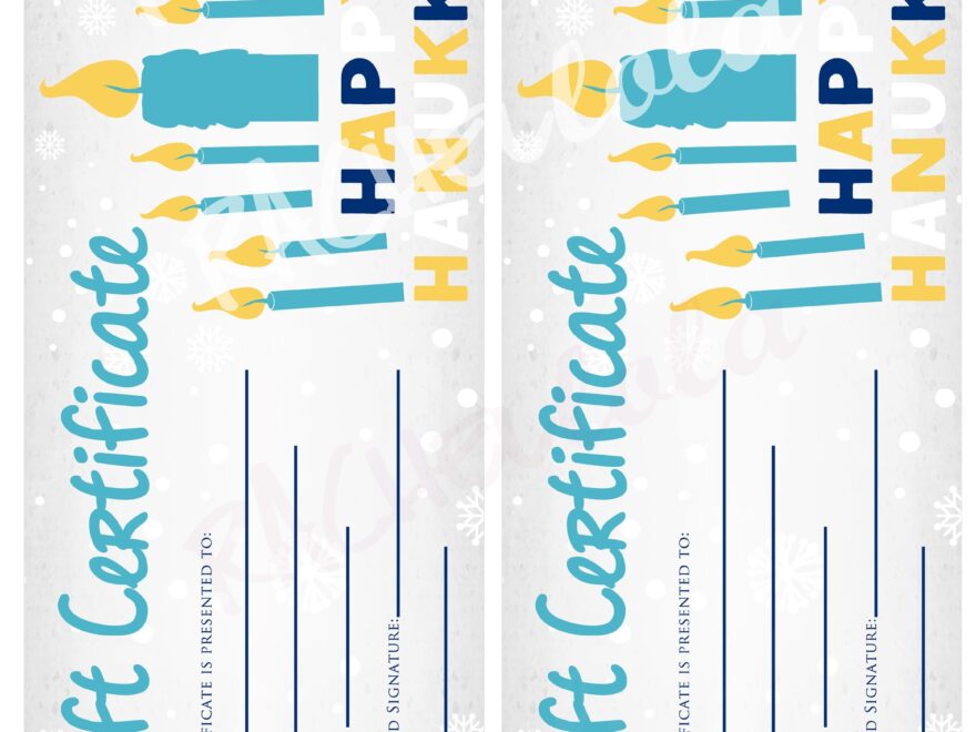 Hanukkah Printable Gift Certificate Template Photography Coupon Voucher Fillable Small Business Instant Digital Download Last Minute Etsy Hong Kong
