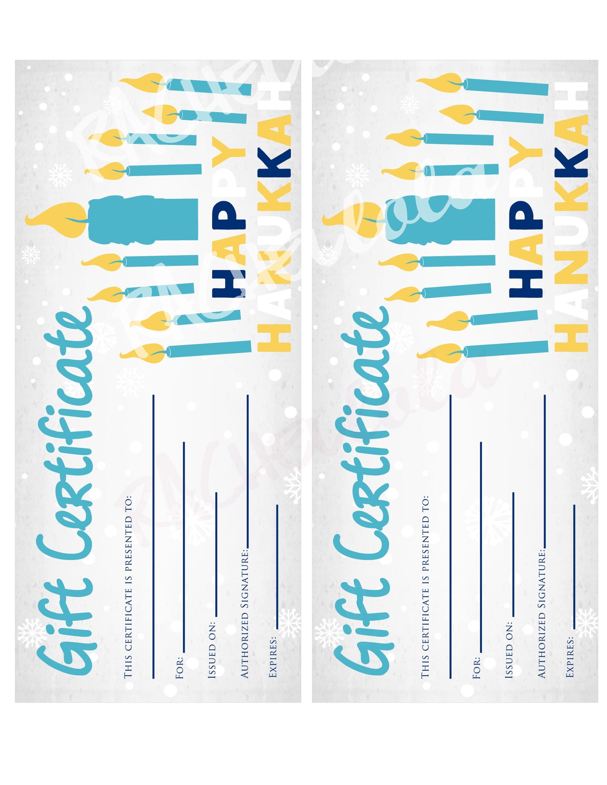 Hanukkah Printable Gift Certificate Template Photography Coupon Voucher Fillable Small Business Instant Digital Download Last Minute Etsy Hong Kong