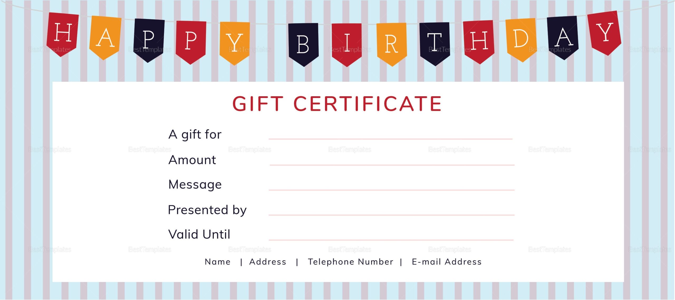 Happy Birthday Gift Certificate Design Template In PSD Word Illustrator InDesign