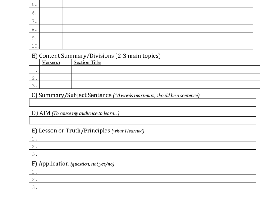 Homeletics Template Bible Study Printables Bible Study Worksheets Library