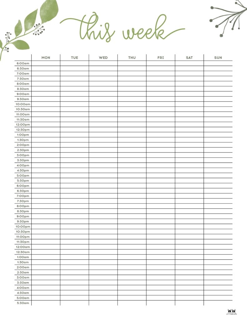 Hourly Planners 20 FREE Printables Printabulls