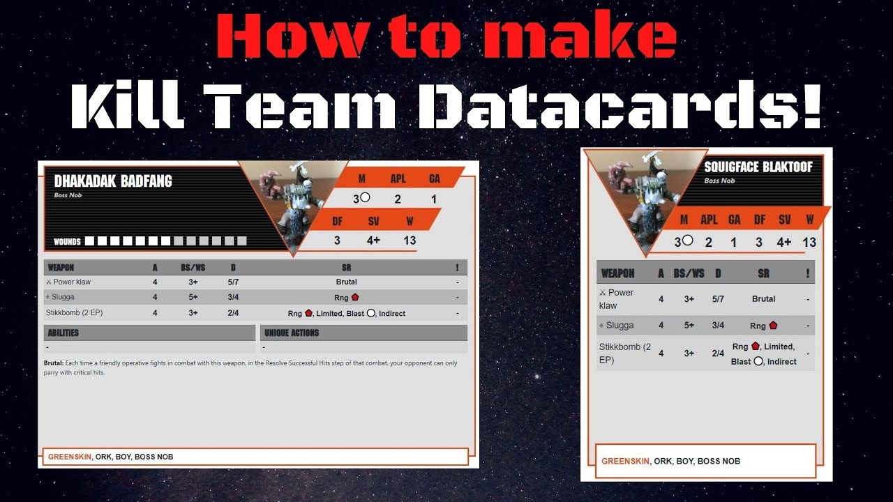 How To Make Kill Team Datacards Free And Easy YouTube