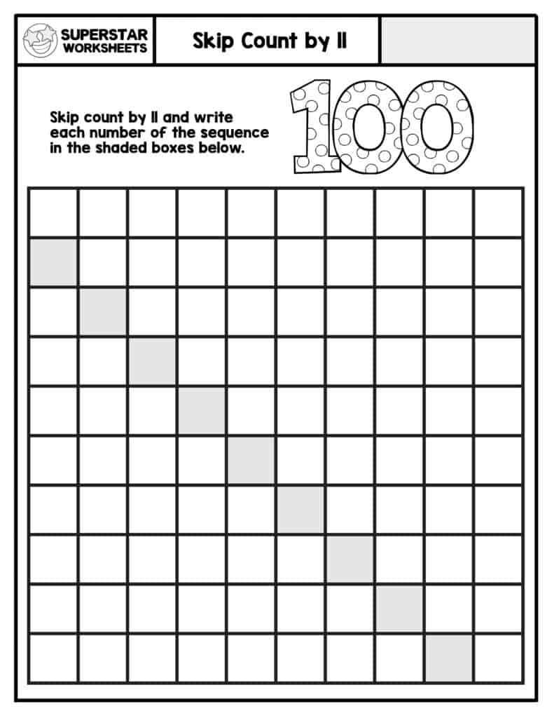 Printable 100s Chart Blank Horozontal