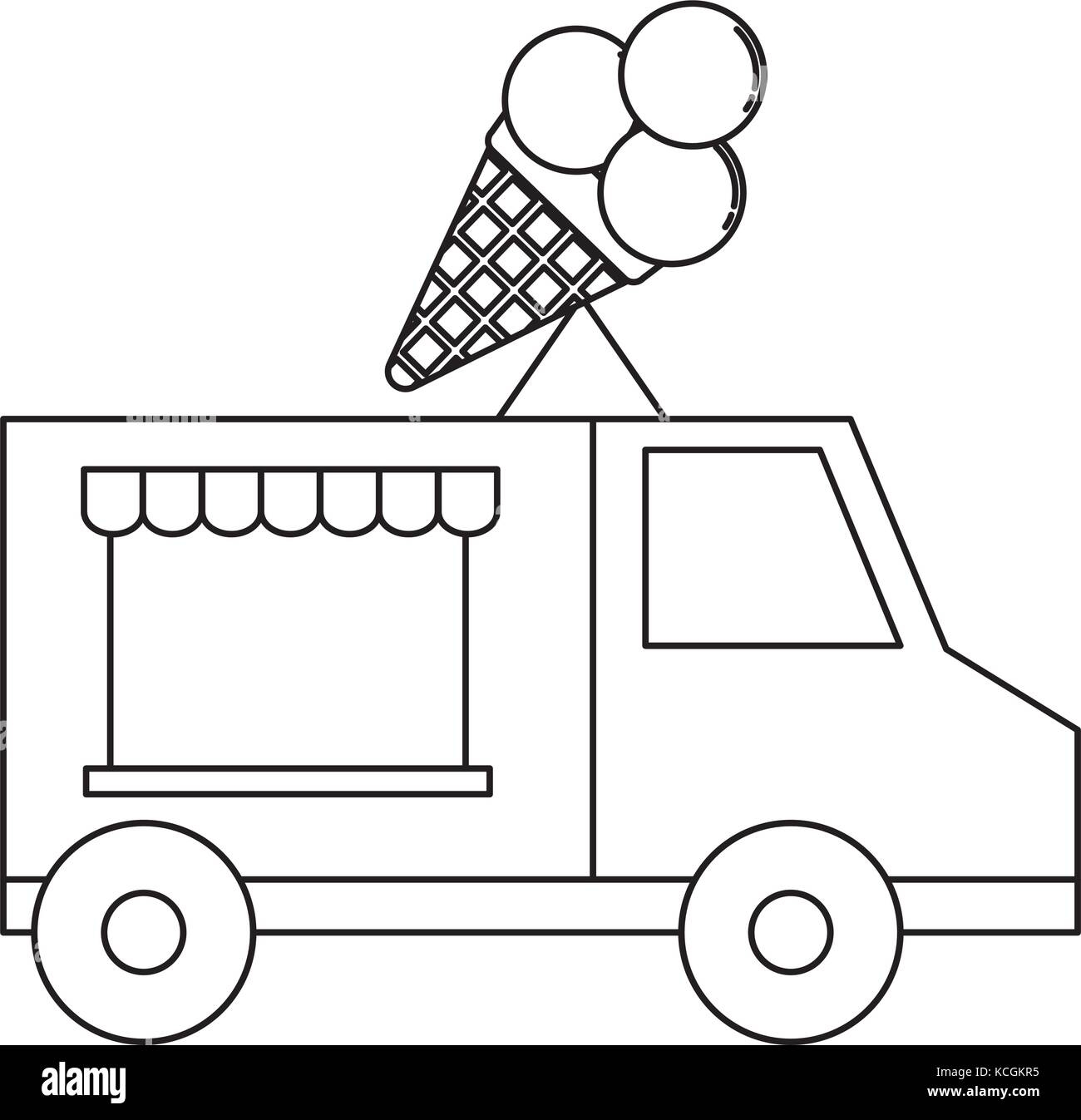 Ice Cream Food Truck Icon Over White Background Vector Illustration Stock Vector Image Art Alamy