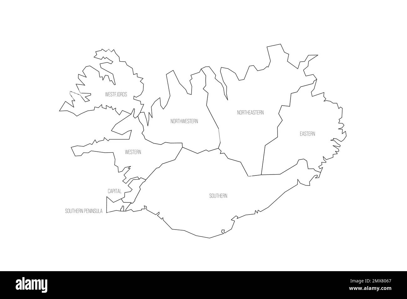 Iceland Political Map Of Administrative Divisions Stock Vector Image Art Alamy