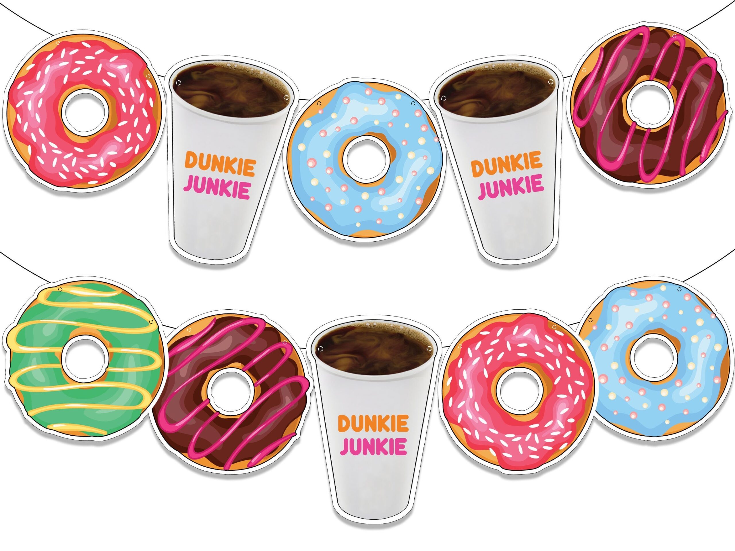 Instant Download Dunkin Donut Inspired Banner Dunkie Junkie Birthday Banner Donut Party Dunkin Donut Inspired PRINTABLE Etsy Hong Kong