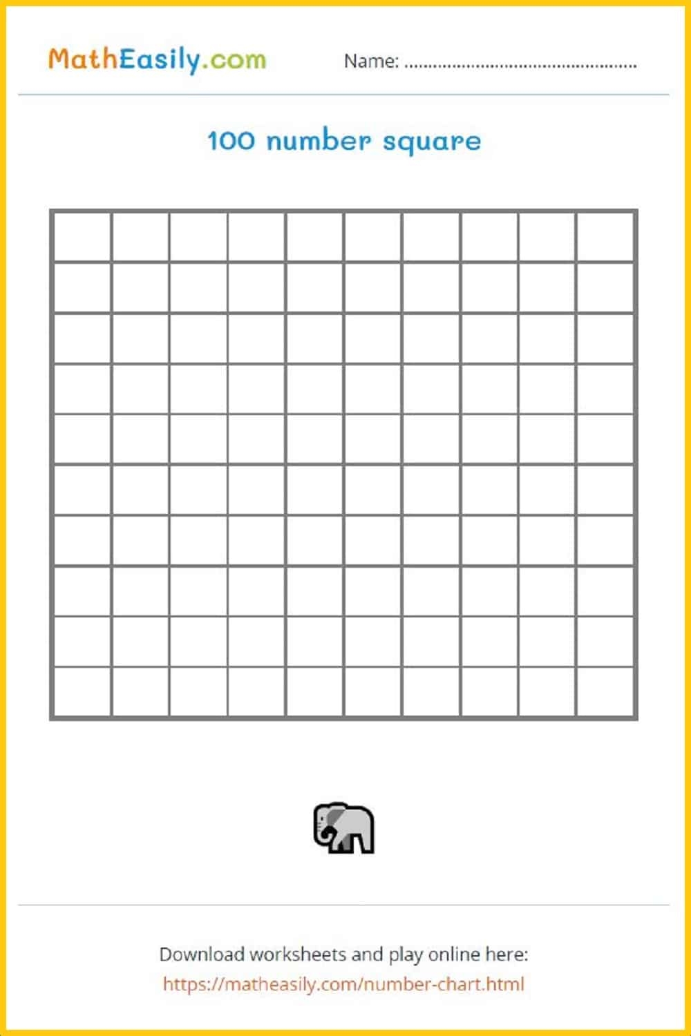 Blank 100 Number Chart Printable