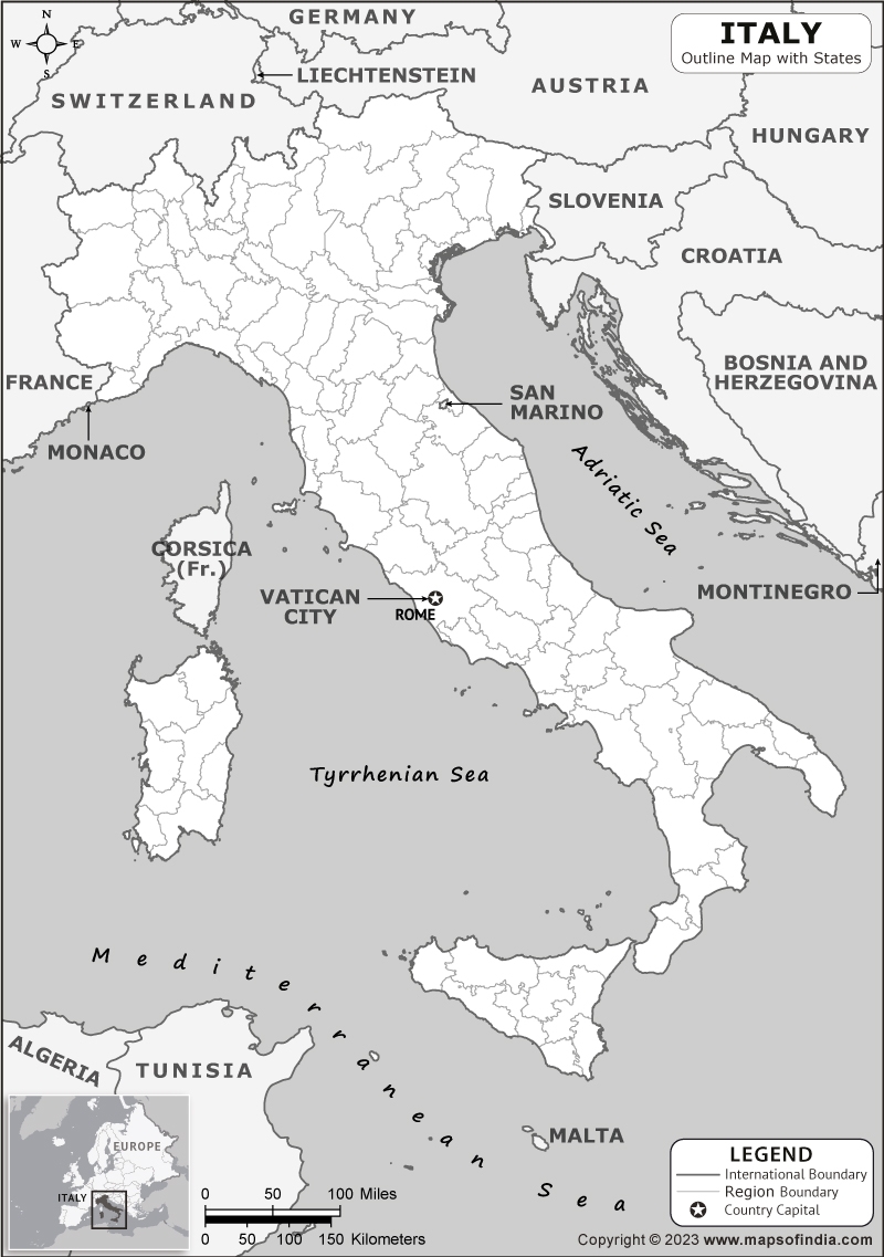 Printable Map Of Italy Blank