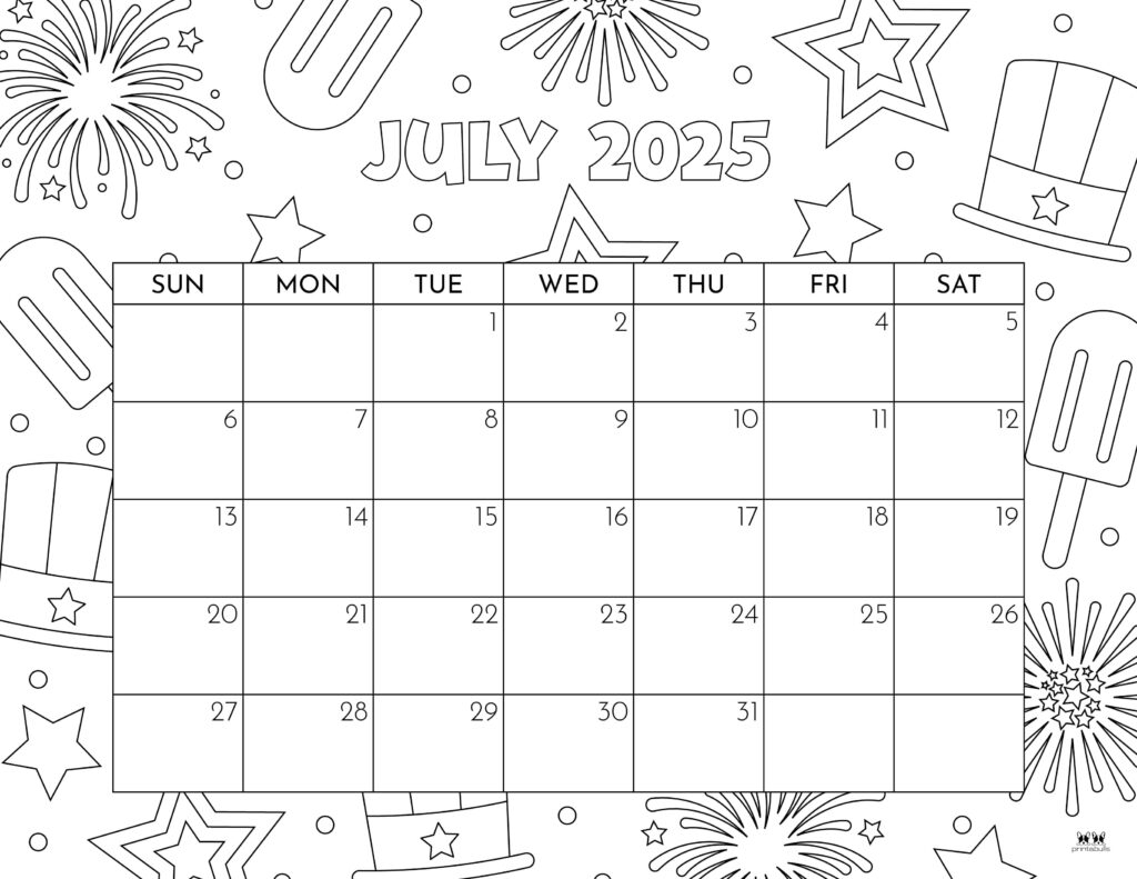 Blank July Calendar 2025