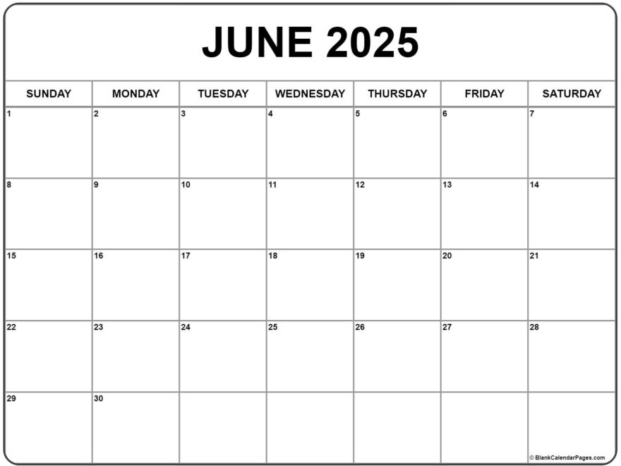 June 2025 Calendar Free Printable Calendars