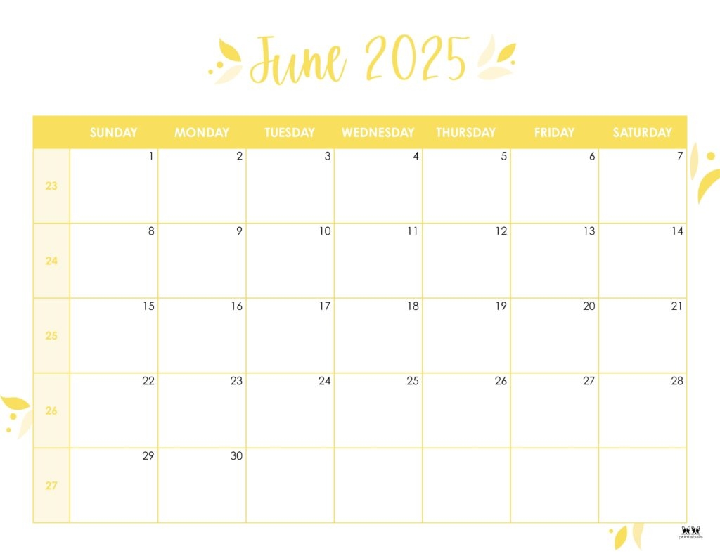 June Blank Calendar 2025