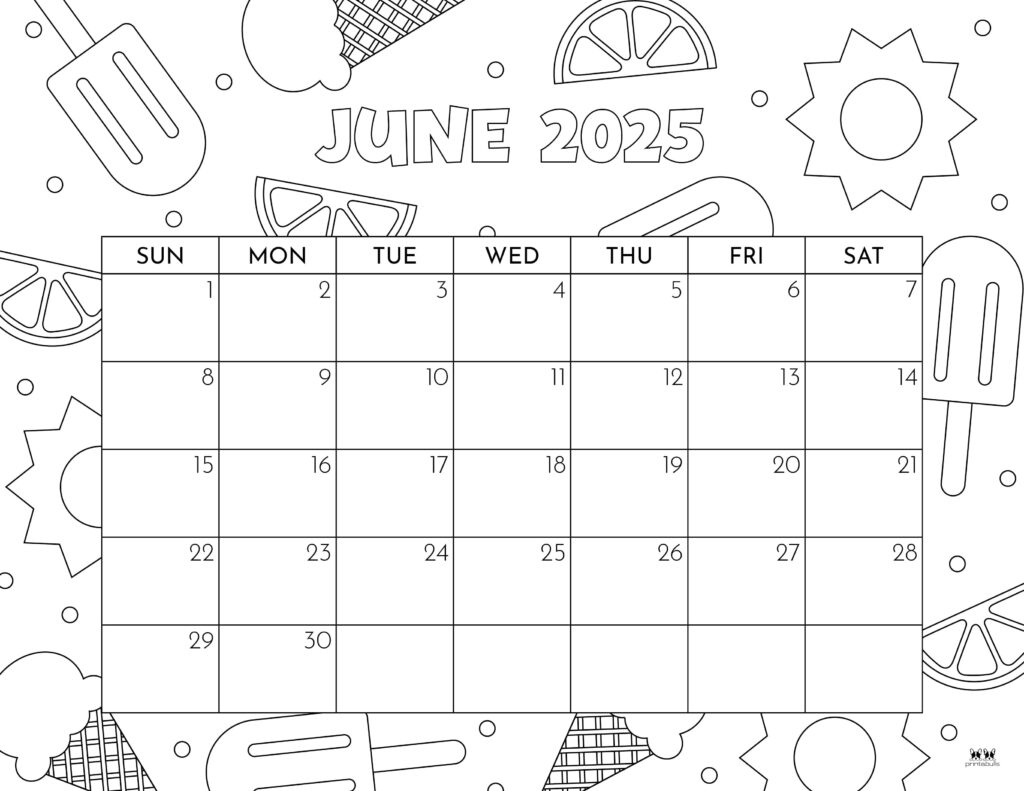 Blank Printable Calender June 2025