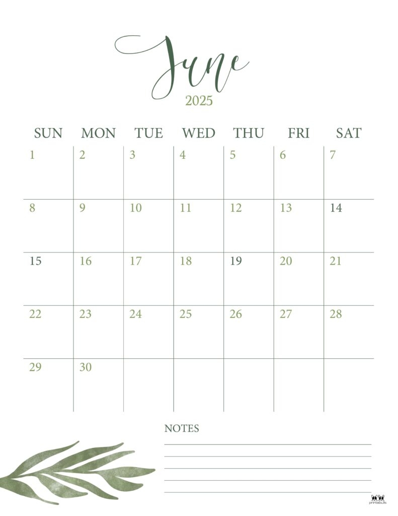 Print Blank Calendar June 2025