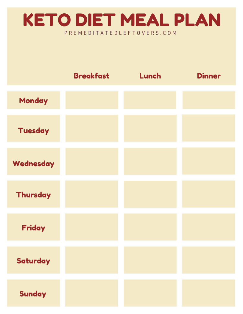 Keto Diet Meal Plan Printable Meal Plan