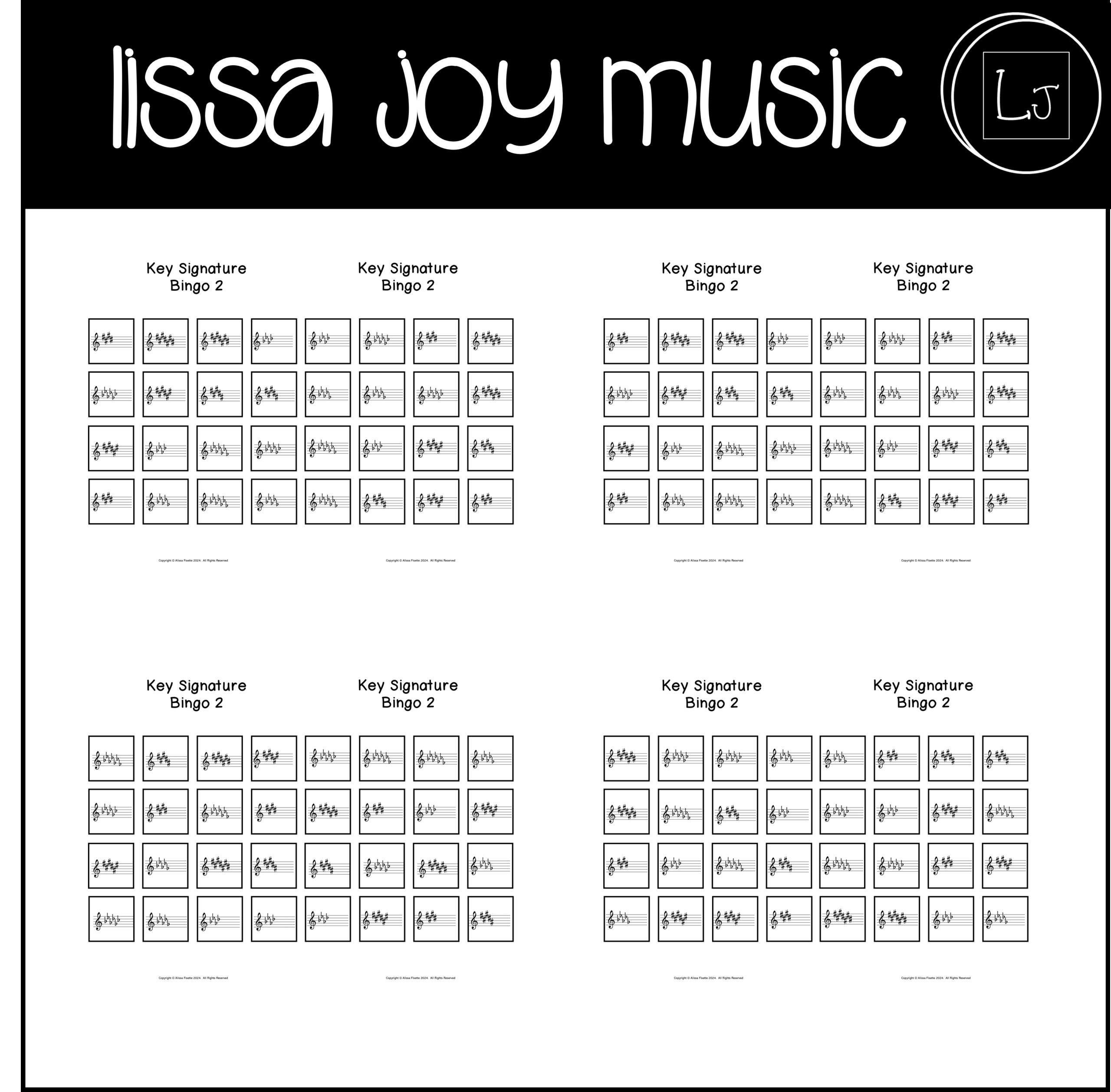 Key Signature Bingo Game 2 My Music Resource