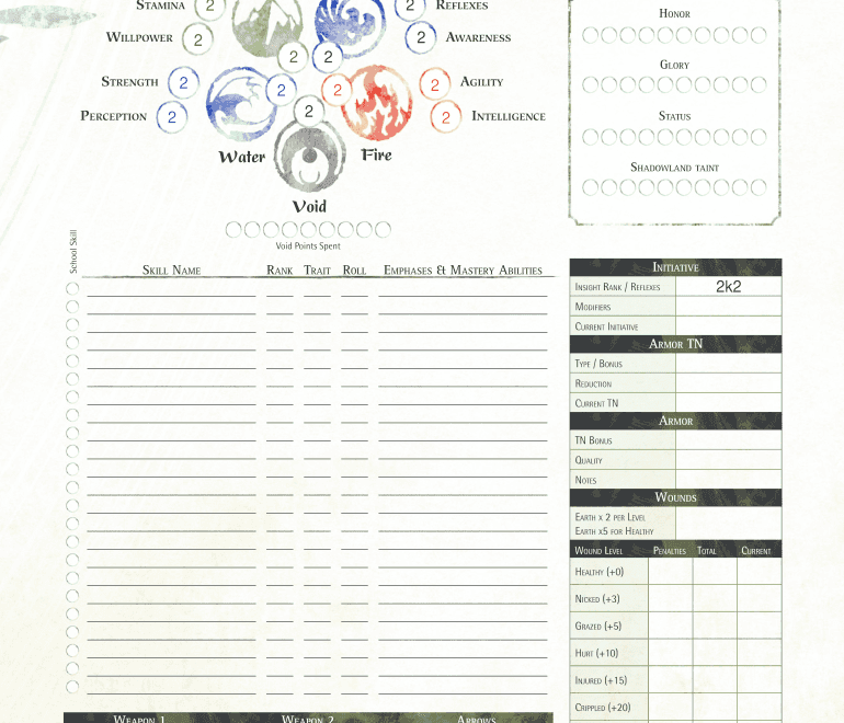 L5r Character Sheet Editable Pdf Fill Online Printable Fillable Blank PdfFiller