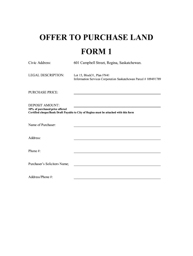 Land Offer Fill Online Printable Fillable Blank PdfFiller