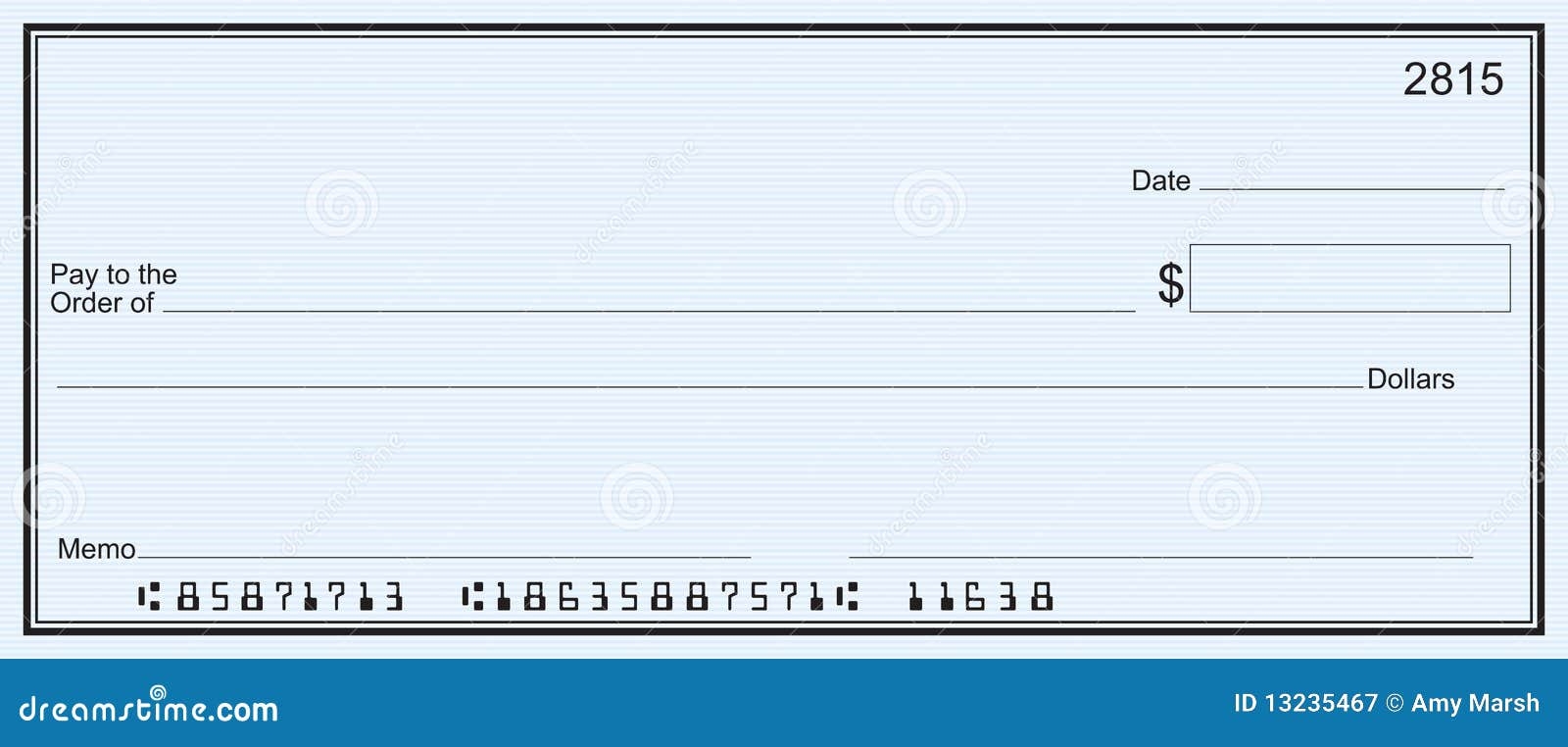 Large Blank Check Blue Stripe Background Stock Vector Illustration Of Large Blue 13235467
