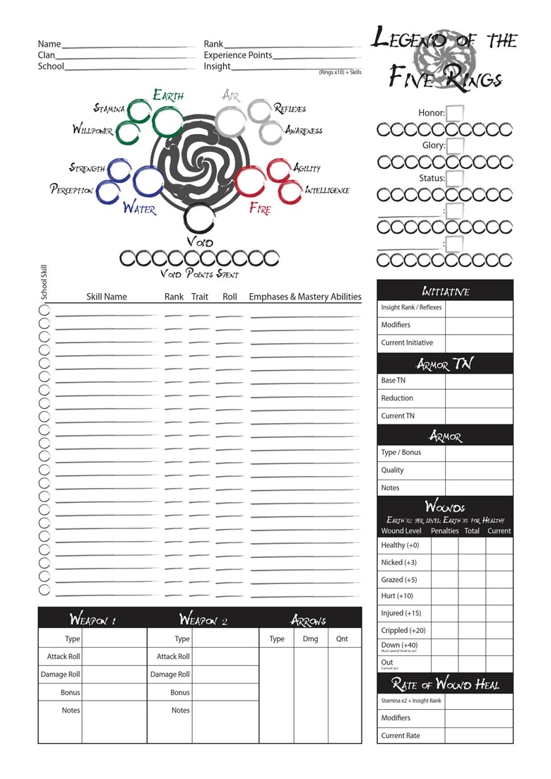 Legend Of The Five Rings 4e Imperial Sheets Oskar GHOTI s Ko fi Shop