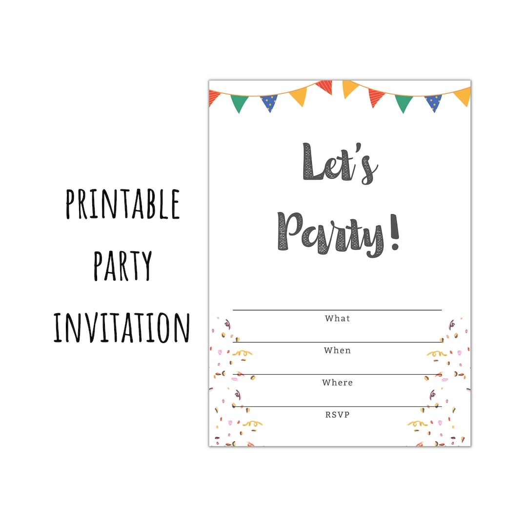 Let s Party Fill In The Blank Party Invitation Instant Download PDF 5x7 Kids Adult Party Etsy