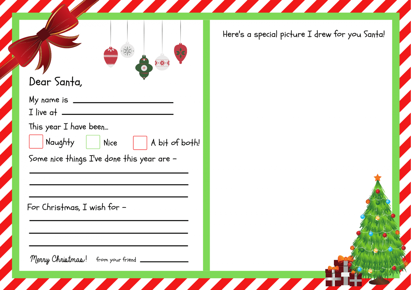 Blank Santa Letter Template Printable
