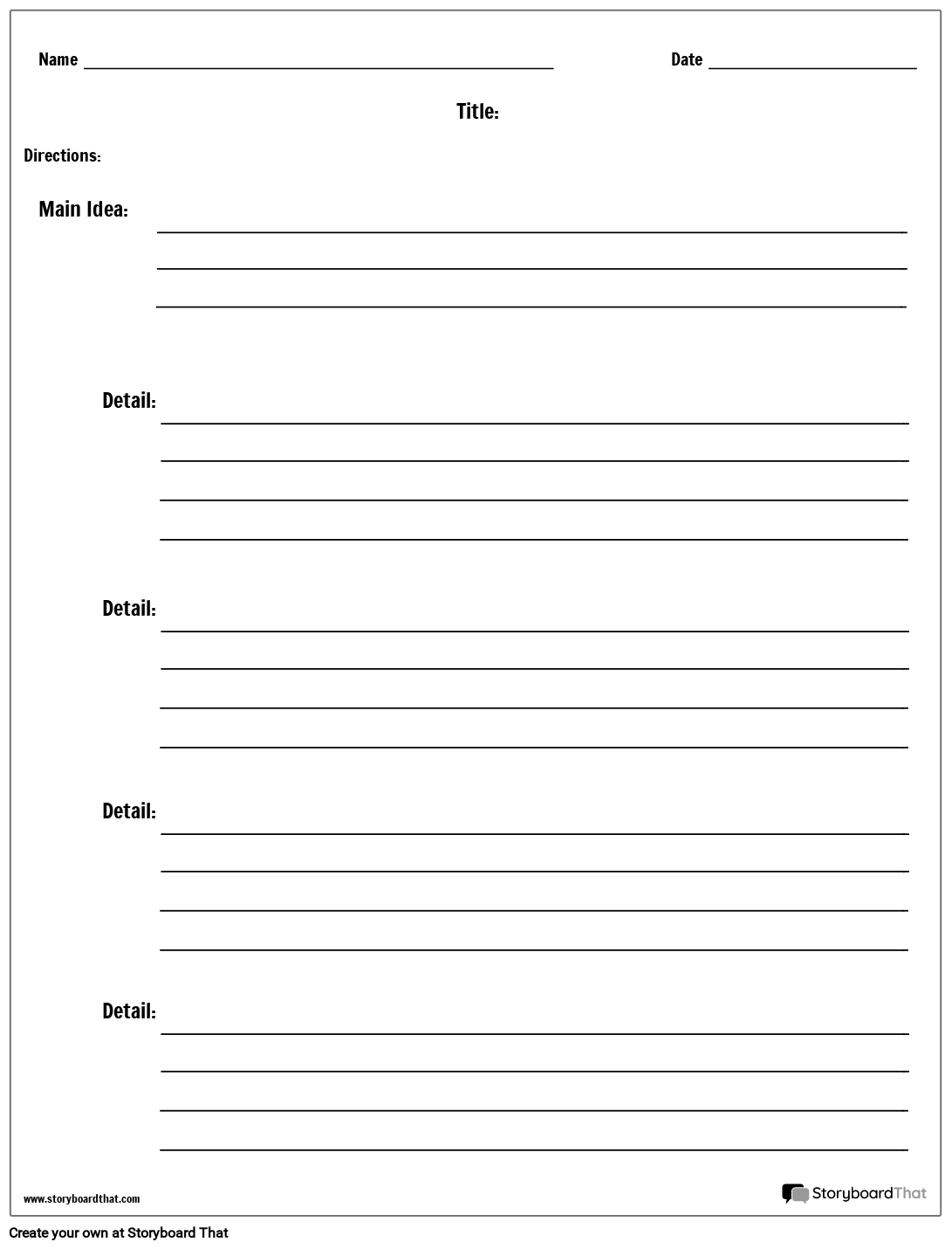 Main Idea Worksheets Free Main Idea Details Templates