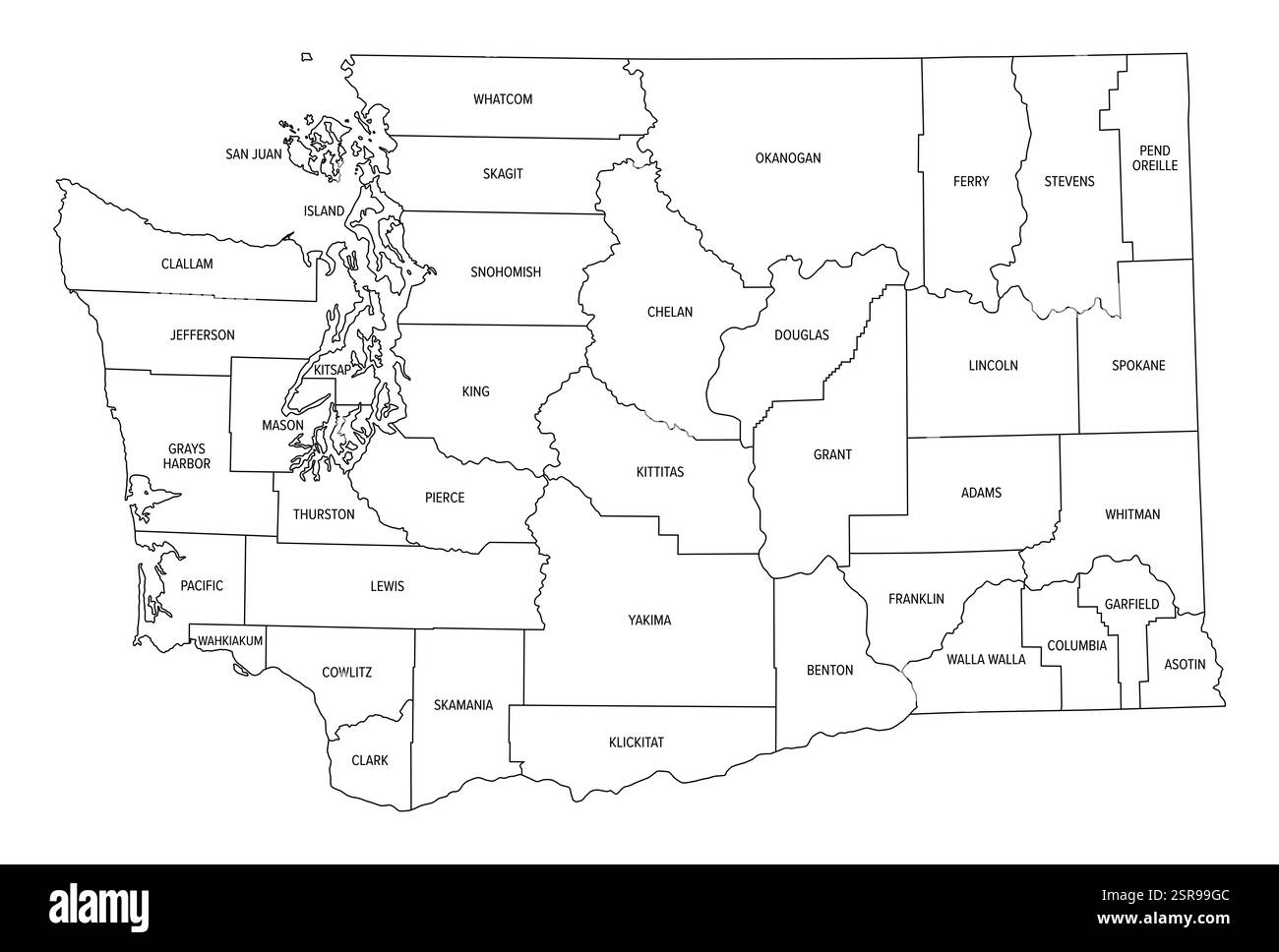 Map Of Pacific Northwest States Black And White Stock Photos Images Alamy