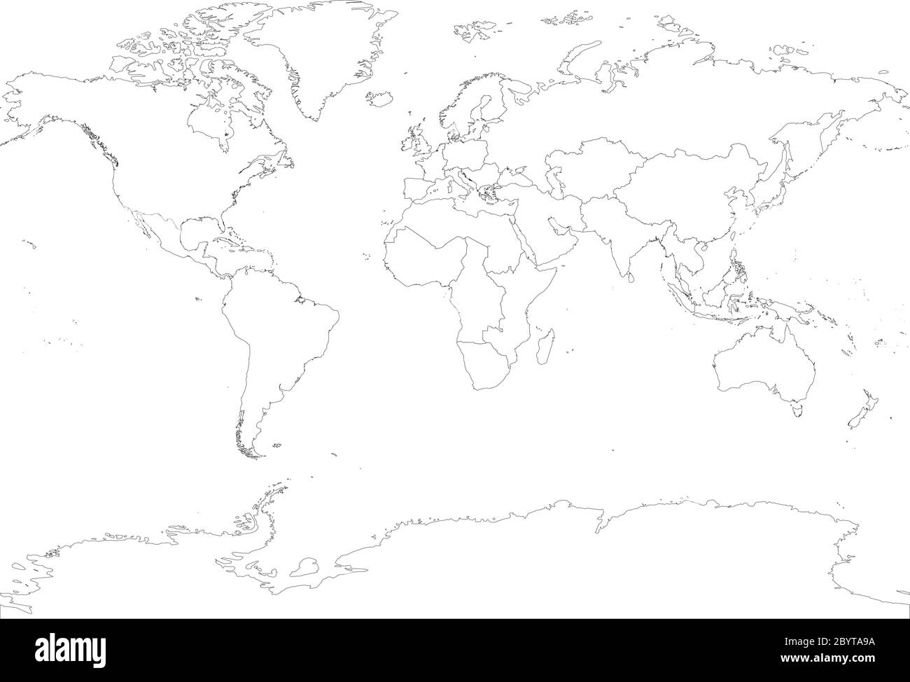Map Of World Divided Into Regions Thin Black Outline Map Simple Flat Vector Illustration Stock Vector Image Art Alamy