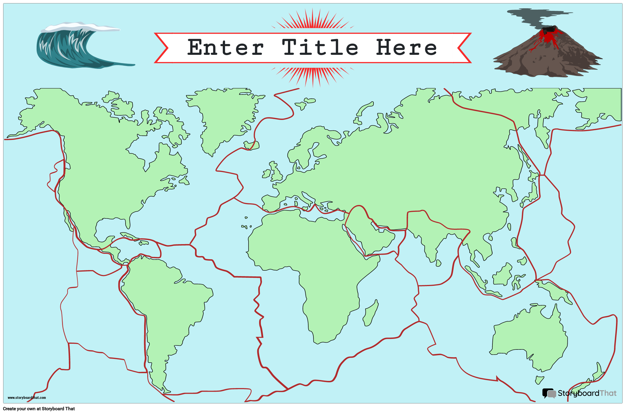 Map Poster Template With Tectonic Plates And Natural Disasters