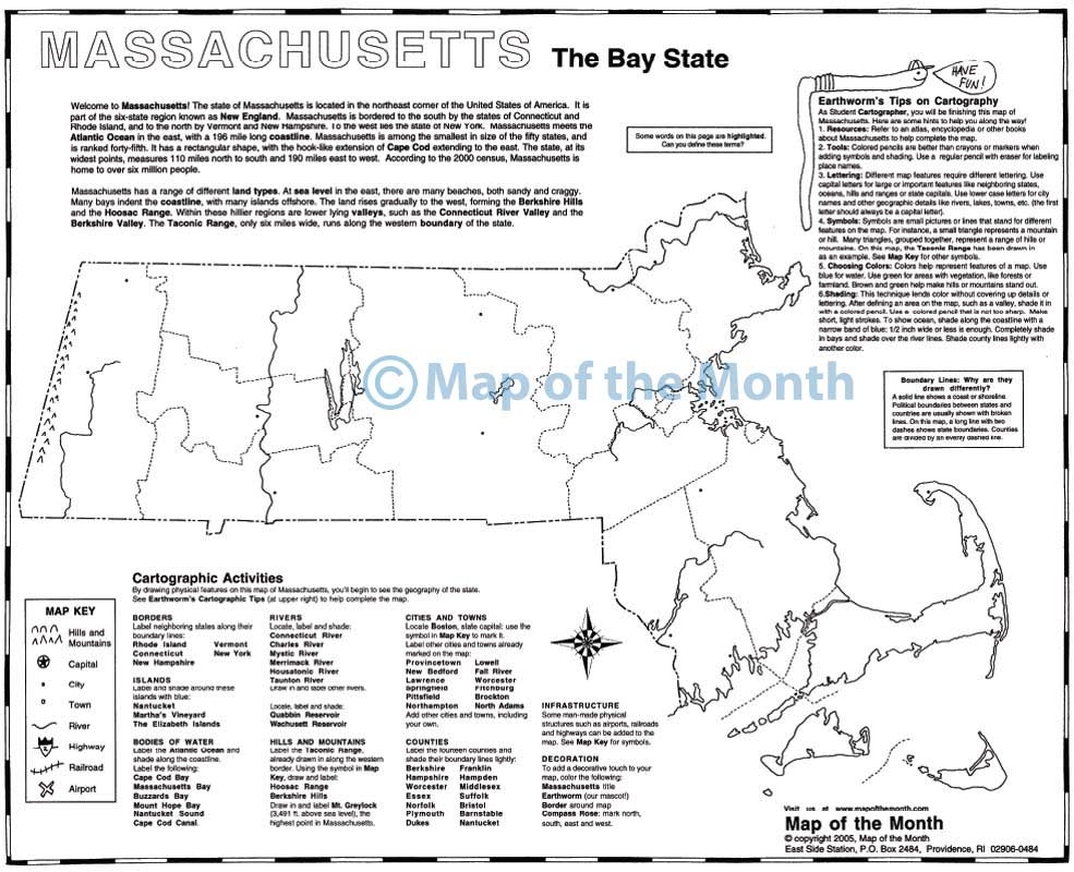 Massachusetts Map Blank Outline Map 16 By 20 Inches Activities Included Massachusetts Map Blank Outline Map 16 By 20 Inches Activities Included