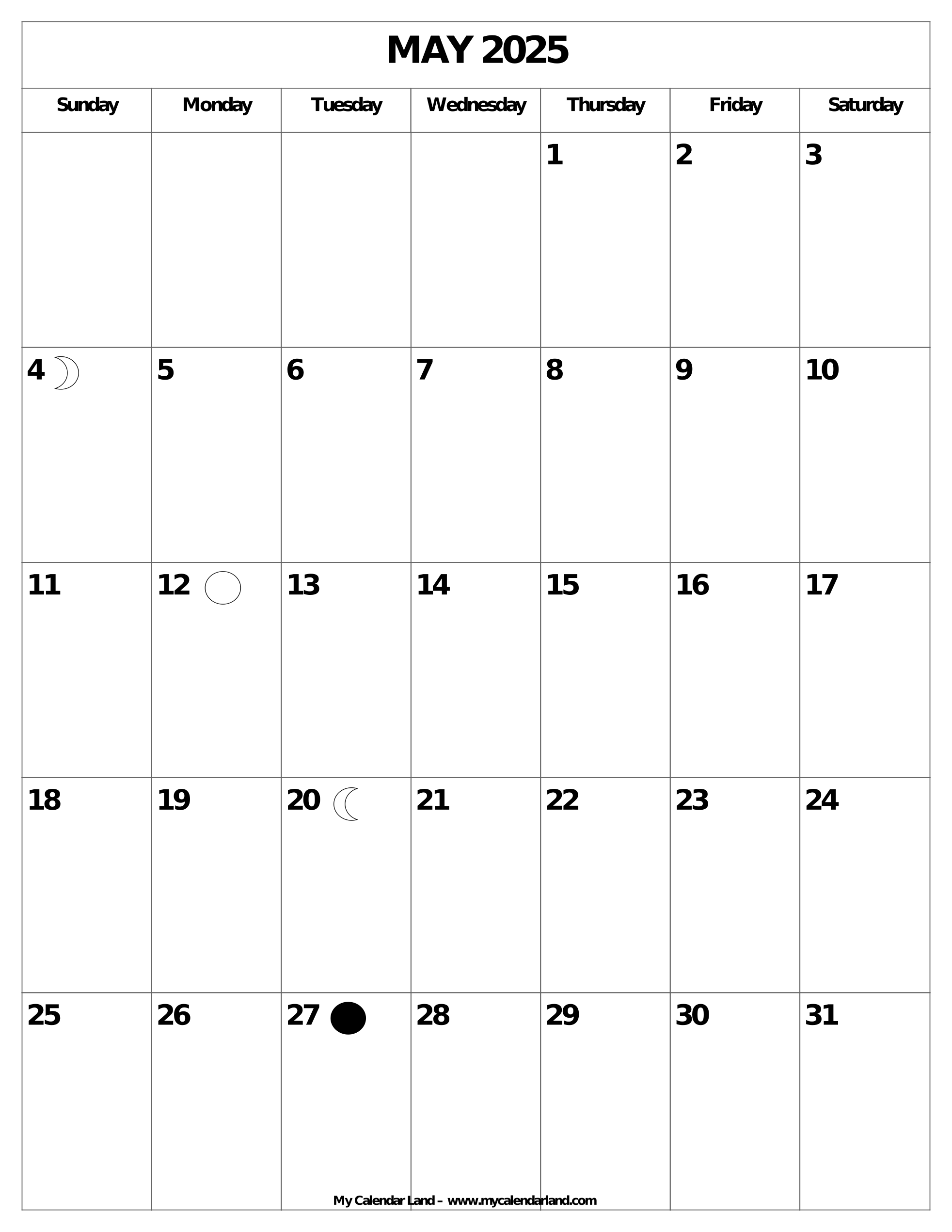 Blank May 2025 Calendar