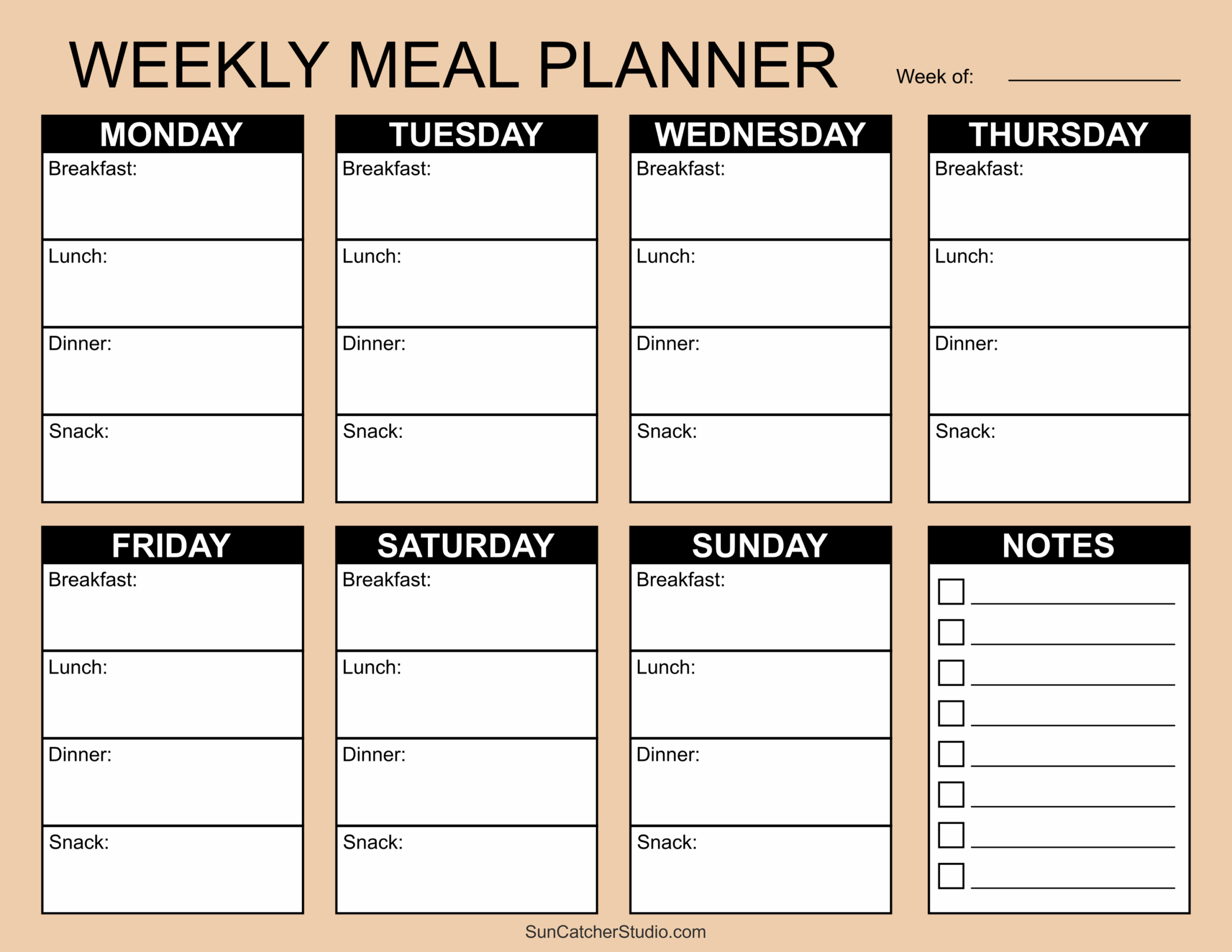 Printable Blank Weekly Menu Template Printable Blank Weekly Menu Template