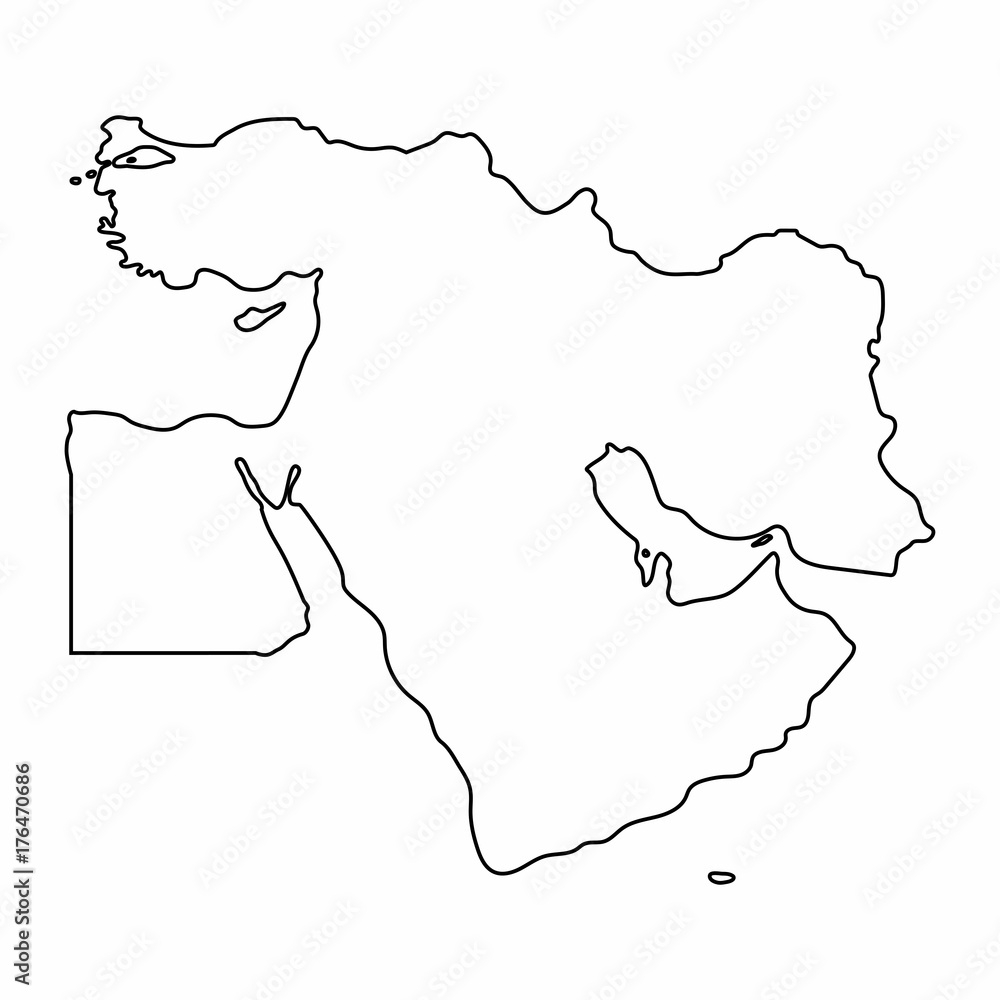 Middle East Map Outline Graphic Freehand Drawing On White Background Vector Illustration Stock Vector Adobe Stock
