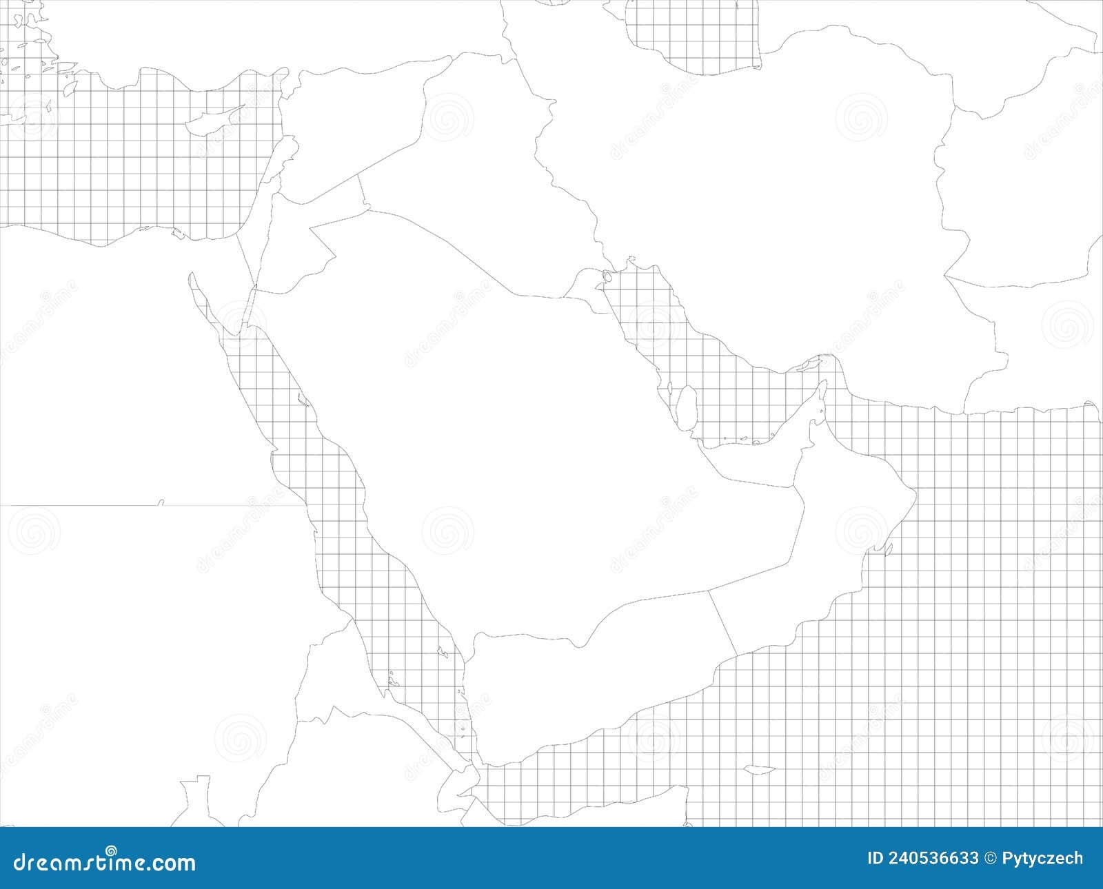 Middle East Simple Outline Blank Map Stock Vector Illustration Of Arabian Vector 240536633