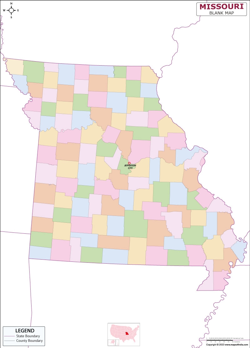 Printable Blank Map Of Missouri