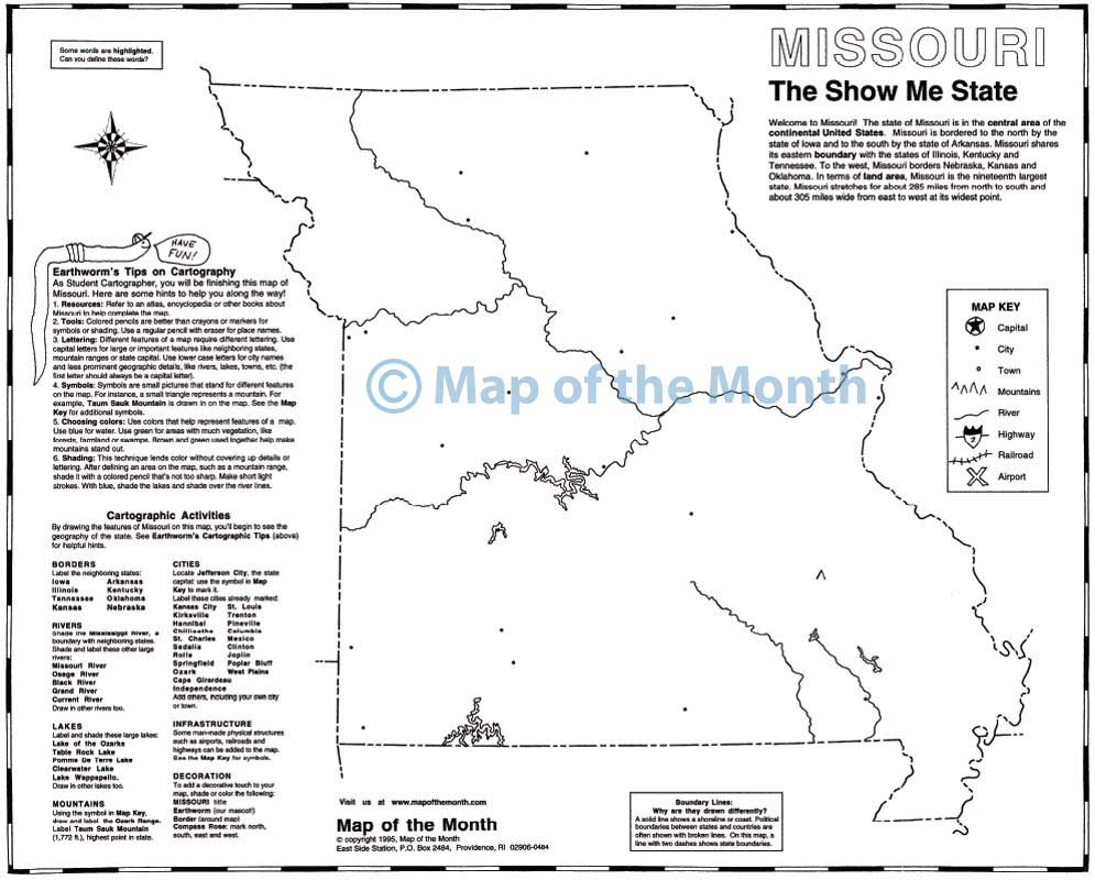 Blank Political Missouri Map Printable