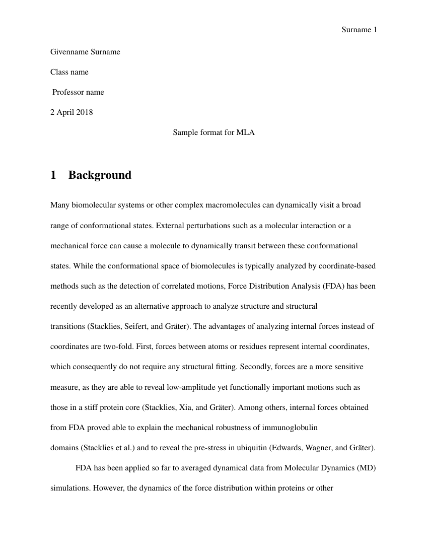 MLA 8 Essay Format Template MLA 8 Essay Format