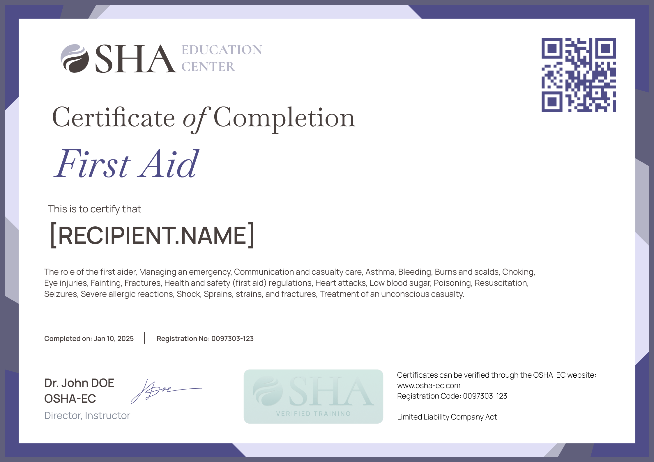 Printable Blank Osha 10 Card