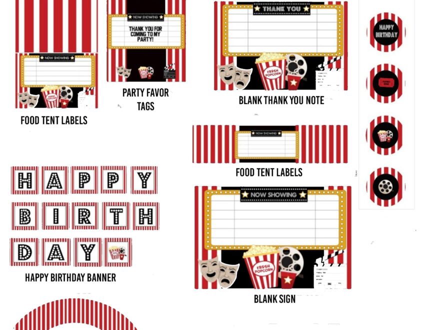 Movie Birthday Party Movie Party Package Movie Party Printable Movie Party Package movie Party Decorations Movie Party Decor Etsy