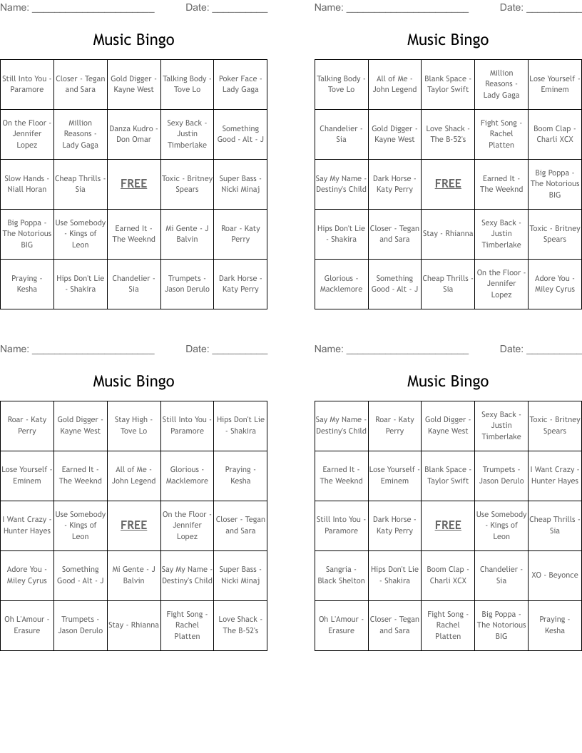 Music Bingo WordMint