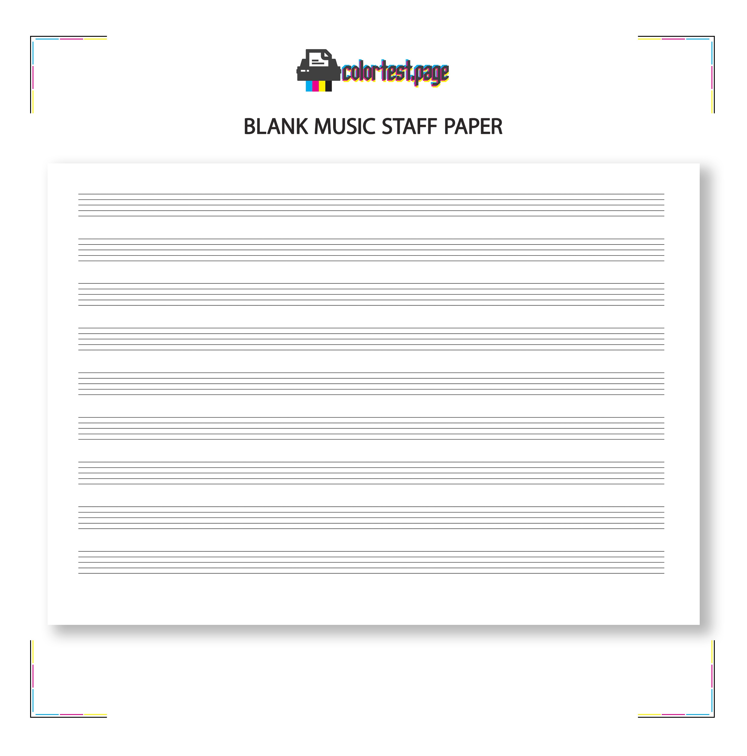 Music Staff Paper PDF Color Test Page