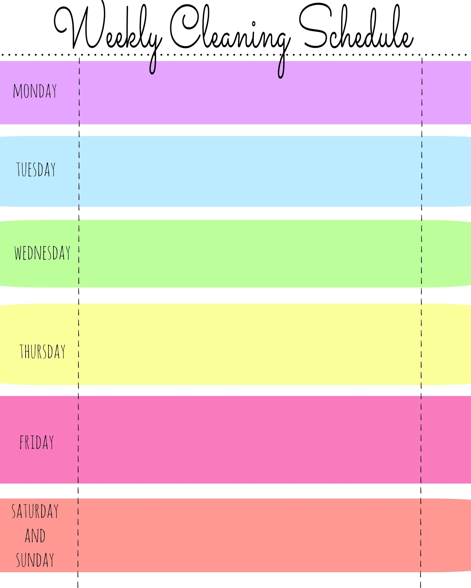My Quirky Weekly Cleaning Chart Free Printable First Home Love Life