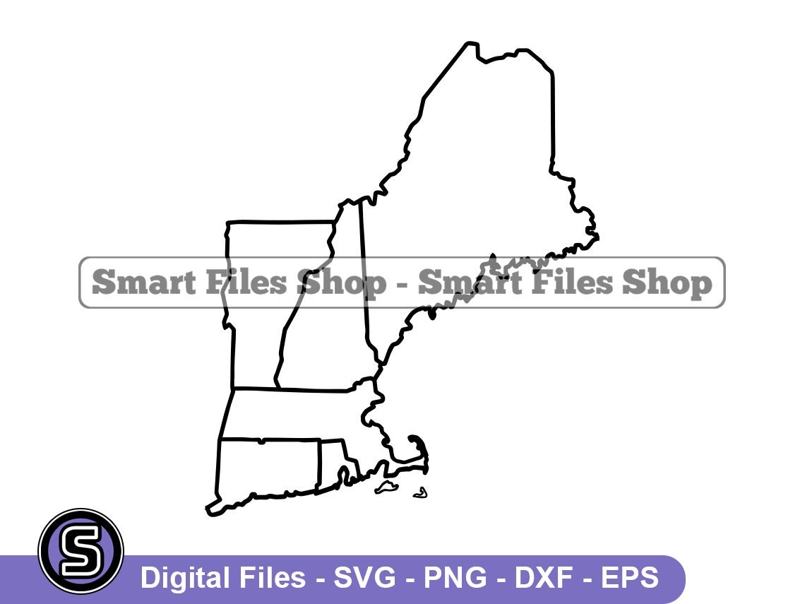 New England Map Outline Svg New England Svg States Svg New England Dxf New England Png New England Clipart New England Files Eps Etsy Australia