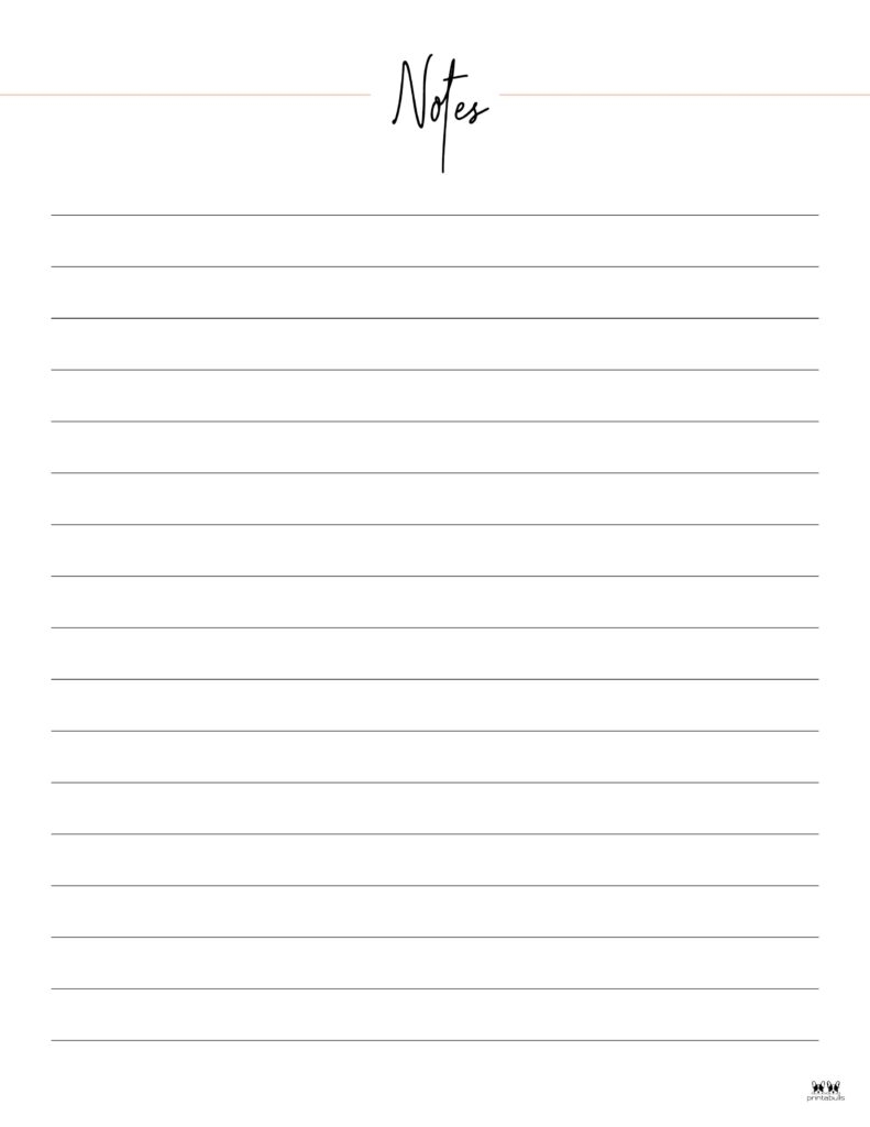 Note Pages Templates 30 FREE Printables Printabulls