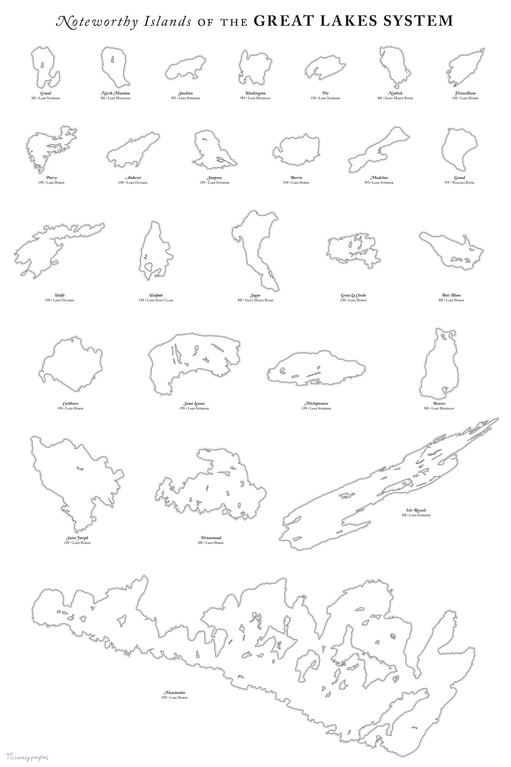 Noteworthy Islands Of The Great Lakes System Somethingaboutmaps