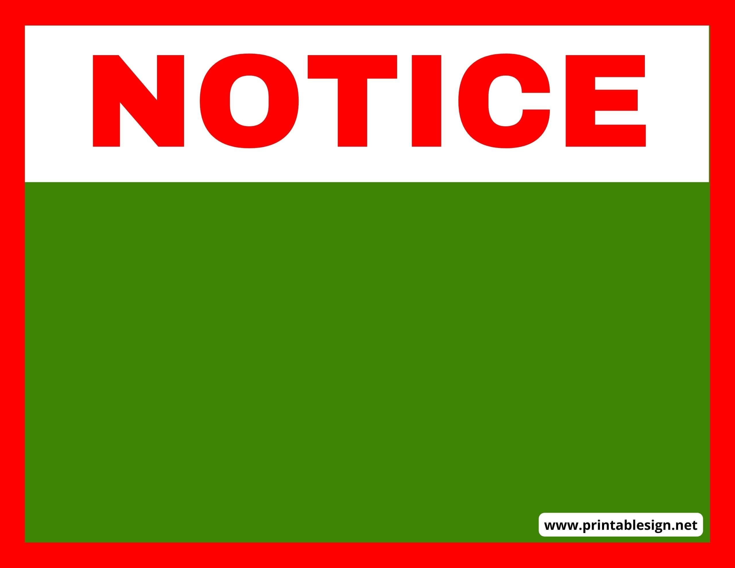 NOTICE Sign 11 X 8 5 PDF Digital Download Type Your Own Message Worksheets Library