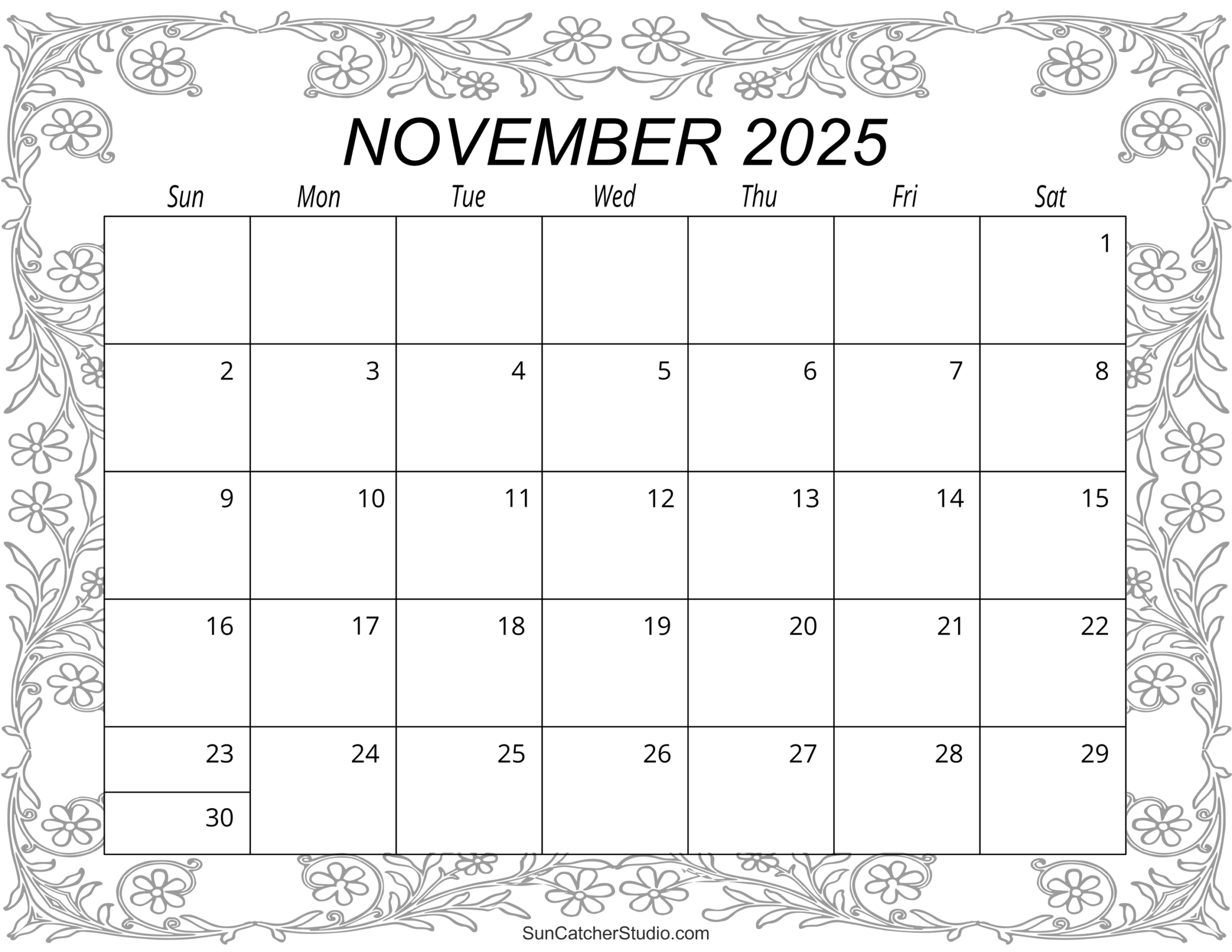 Blank Calendar For November 2025